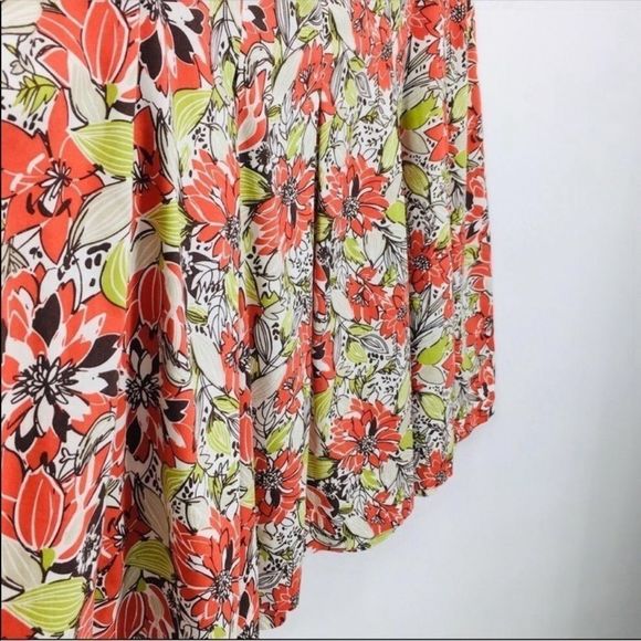 4/$45 | TRES YOU | Orange Floral Pleated Skirt | Medium - Picture 7 of 7